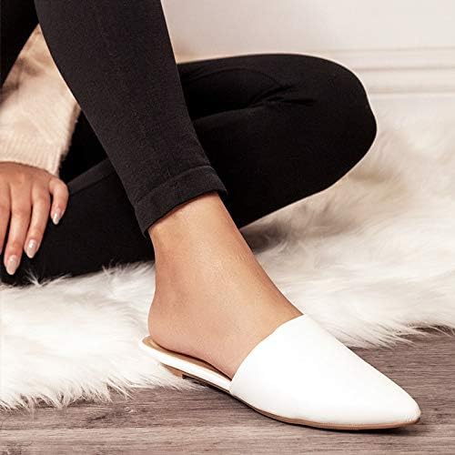 J. Adams Lennox Mules for Women - Closed Pointed Toe Flat Heel Slides 