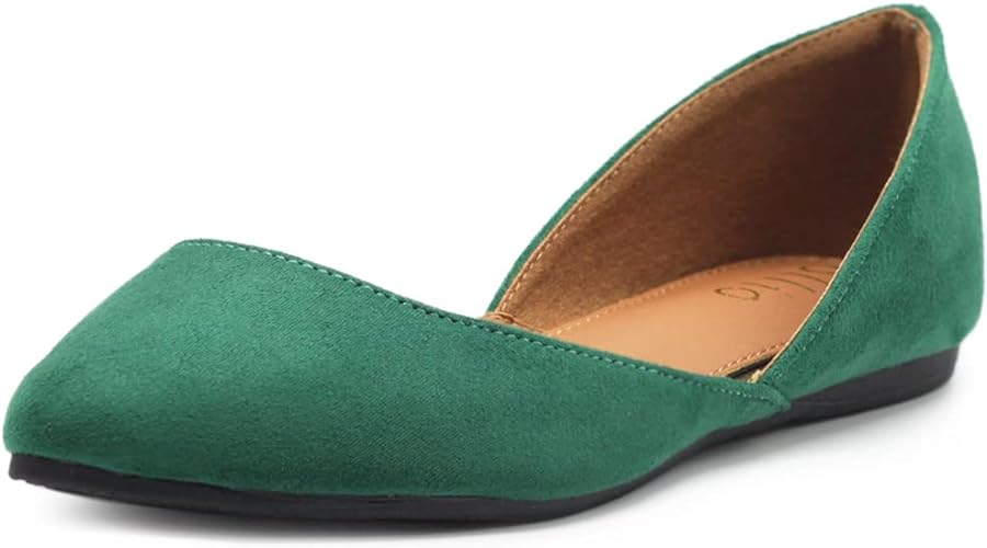 Ollio Women's Shoes Faux Suede Slip On Comfort Light Pointed Toe Ballet Flat 
