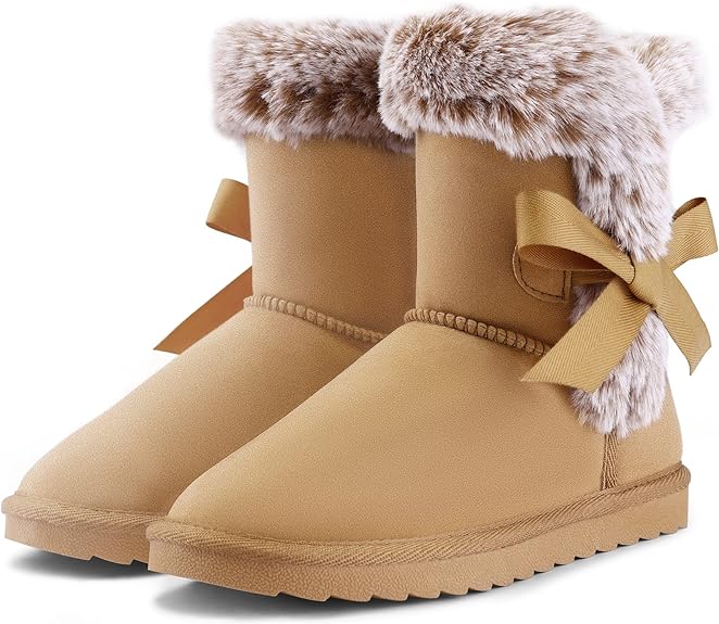 Girls Kids Snow Boots Warm Slip On Outdoor Winter Shoes Lightweight Comfy